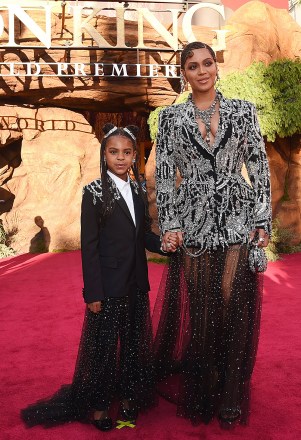 Beyonce, Blue Ivy Carter. Beyonce, a cast member in "The Lion King," poses with her daughter Blue Ivy at the premiere of the film at the El Capitan Theatre, in Los AngelesWorld Premiere of "The Lion King" - Red Carpet, Los Angeles, USA - 09 Jul 2019