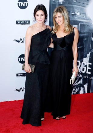 Courteney Cox and Jennifer Aniston
George Clooney receives AFI Life Achievement Award, Hollywood, USA - 07 Jun 2018
US actresses Courteney Cox (L) and Jennifer Aniston (R) arrive for the American Film Institute 46th Life Achievement Award Gala at the The Dolby Theatre in Hollywood, California, USA, 07 June 2018. The American Film Institute honored George Clooney for his acting, writing, directing and producing of films that advance the art of film and whose work has stood the test of time.