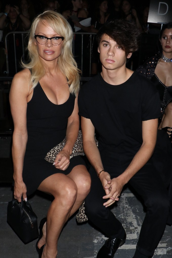 Pamela Anderson and Dylan Lee at a fashion show