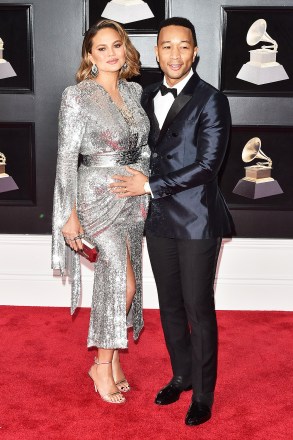 Chrissy Teigen and John Legend60th Annual Grammy Awards, Arrivals, New York, USA - 28 Jan 2018JOHN WEARING BURBERRY