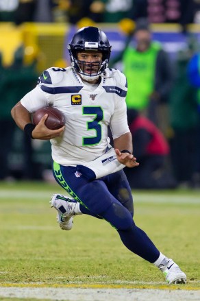 Seattle Seahawks quarterback Russell Wilson #3 in action during the NFL Football game between the Seattle Seahawks and the Green Bay Packers at Lambeau Field in Green Bay, WI. Packers defeated the Seahawks 28-23
NFL Football Seattle vs Green Bay, Green Bay, USA - 12 Jan 2020