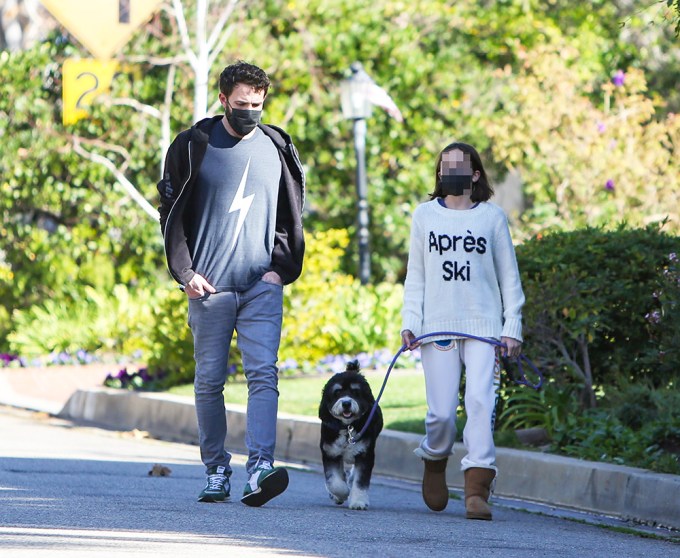 Ben Affleck & Seraphina Walk The Dog