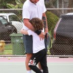 *EXCLUSIVE* Gavin Rossdale shares his tennis secrets with little Apollo!
