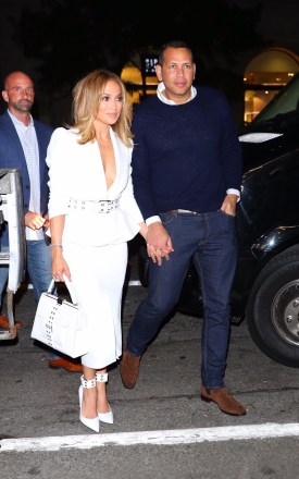 New York, NY  - Jennifer Lopez & Alex Rodriguez arrive to Ulta Beauty for a perfume launch party this evening. J-Lo stuns in an all-white look for her outing.Pictured: Jennifer Lopez, Alex RodriguezBACKGRID USA 26 SEPTEMBER 2019 BYLINE MUST READ: BlayzenPhotos / BACKGRIDUSA: +1 310 798 9111 / usasales@backgrid.comUK: +44 208 344 2007 / uksales@backgrid.com*UK Clients - Pictures Containing ChildrenPlease Pixelate Face Prior To Publication*