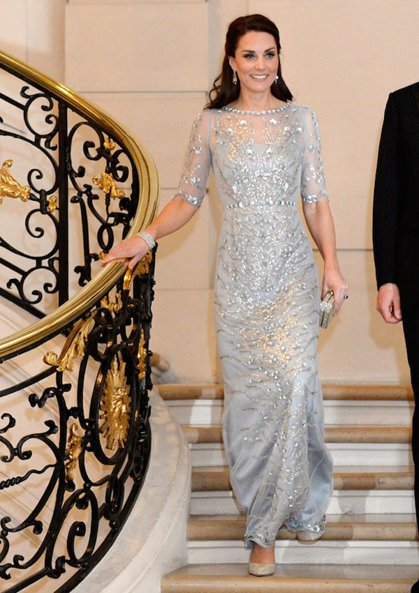 Kate Middleton’s Icy Blue Dress — Stuns In Jenny Packham