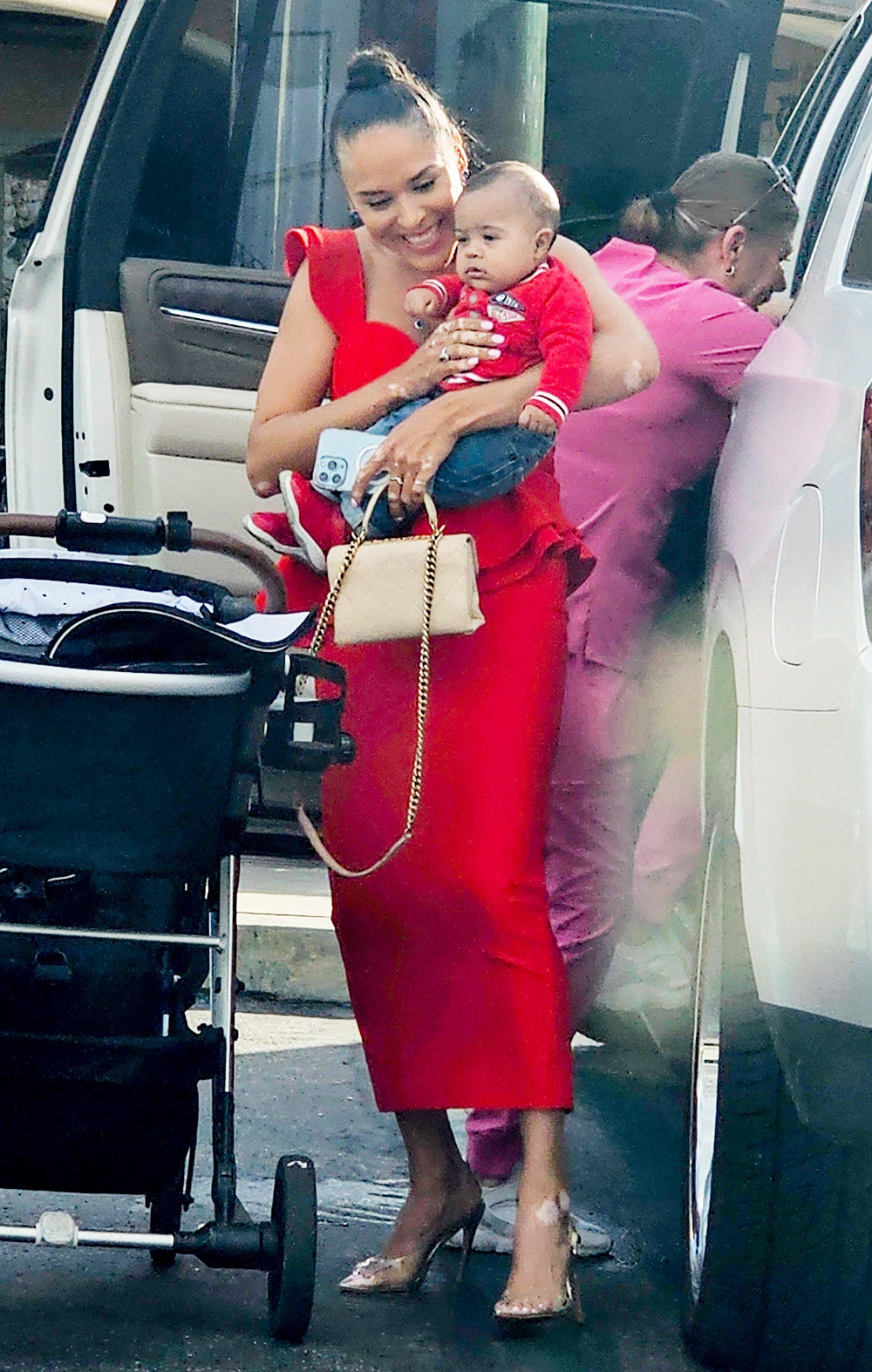 *EXCLUSIVE* Nick Cannon steps out with baby momma Brie Tiesi and a gaggle of cuteness on Valentine's Day