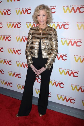 Jane Fonda Women's Media Awards, Arrivals, New York, USA - November 01, 2018 wearing Gucci