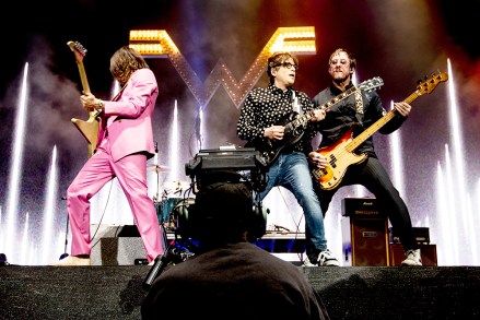 US band Weezer with guitarist Brian Bell, frontman Rivers Cuomo, and bassist Scott Shriner performs on stage during the Coachella Valley Music and Arts Festival in Indio near Palm Spring, California, USA, 20 April 2019. The festival runs from 12 to 21 April 2019.
Coachella Valley Music and Arts Festival 2019 in Indio, USA - 20 Apr 2019