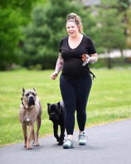 EXCLUSIVE: Teen Mom Star, Kailyn Lowry, was spotted showing off her growing baby bump while walking her dogs in Delaware. She recently split from her baby's father, and is planning to continue raising her kids on her own. She walked her massive Cane Corso puppies with no leash , wearing casual black workout gear. 27 May 2020 Pictured: Kailyn Lowry. Photo credit: MEGA TheMegaAgency.com +1 888 505 6342 (Mega Agency TagID: MEGA673363_002.jpg) [Photo via Mega Agency]