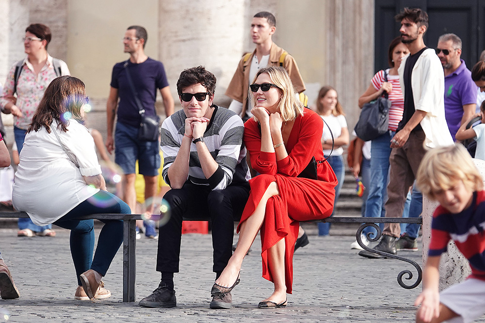 EXCLUSIVE: Karlie Kloss and Joshua Kushner walking around Rome the day after Misha Nonoo's wedding