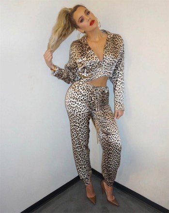 Khloe Kardashian In Leopard Jumpsuit
