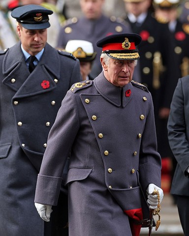 Britain's Prince William, left, and King Charles III attend the Remembrance Sunday ceremony at the Cenotaph on Whitehall in London
Remembrance Sunday, London, United Kingdom - 13 Nov 2022