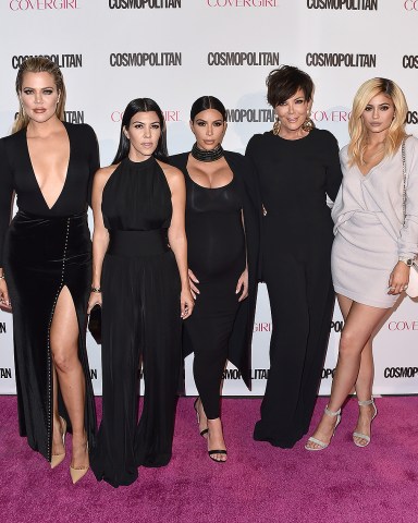 Khloe Kardashian, from left, Kourtney Kardashian, Kim Kardashian, Kris Jenner and Kylie Jenner arrive at Cosmopolitan magazine's 50th birthday celebration at Ysabel, in West Hollywood, Calif
Cosmopolitan Magazine's 50th Birthday Celebration, West Hollywood, USA - 12 Oct 2015