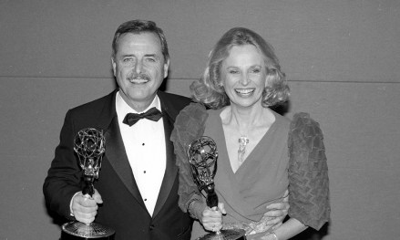 In this image provided by the Television Academy, William Daniels and Bonnie Bartlett pose with their awards at the Academy of Television Arts & Sciences 38th Primetime Emmy Awards at the Pasadena Civic Auditorium on in Pasadena, Calif
38th Primetime Emmy Awards, Pasadena, USA - 21 Sep 1986