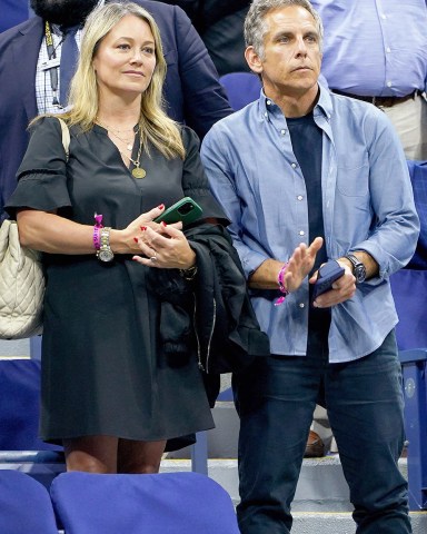 (L-R) Christine Taylor and Ben Stiller in attendance for Rafael Nadal match at the 2022 US Open inside Arthur Ashe Stadium at the Billie Jean King Tennis Center in Flushing Meadows Corona Park in Flushing NY on August 30, 2022. (Photo by Andrew Schwartz)
2022 US Open Tennis Championships, queens, Usa - 30 Aug 2022