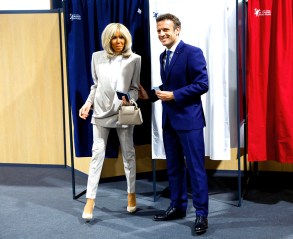 French President and centrist candidate for reelection Emmanuel Macron and his wife Brigitte Macron exit the voting booth at a polling station in Le Touquet, northern France, . France began voting in a presidential runoff election Sunday with repercussions for Europe's future, with centrist incumbent Emmanuel Macron the front-runner but fighting a tough challenge from far-right rival Marine Le Pen
Presidential Election, Le Touquet, France - 24 Apr 2022