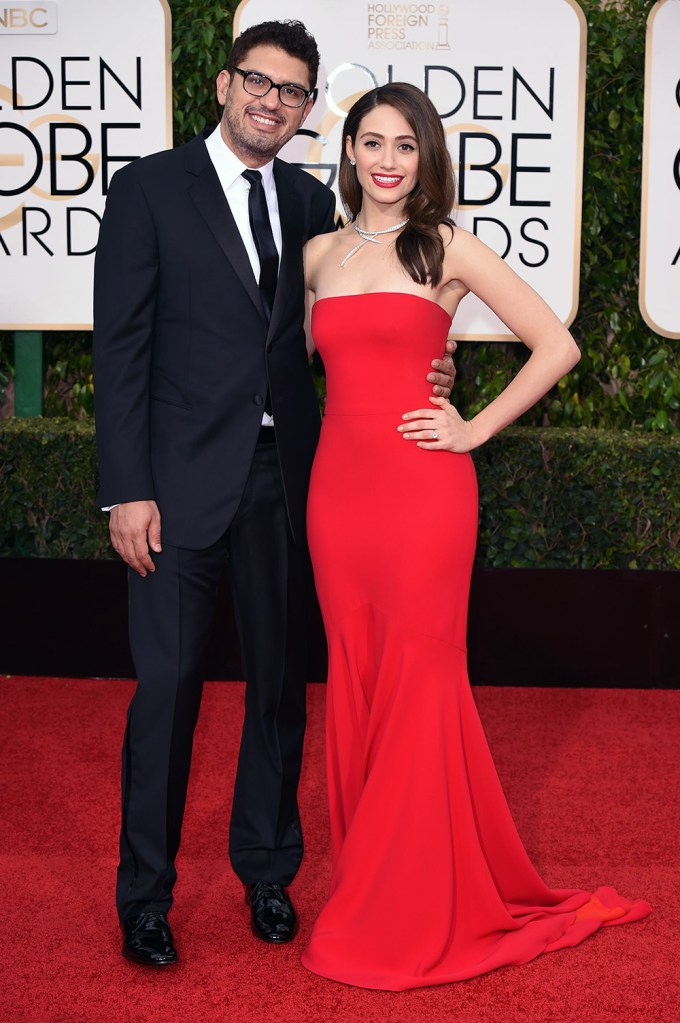 Sam Esmail & Emmy Rossum at the 2016 Golden Globes