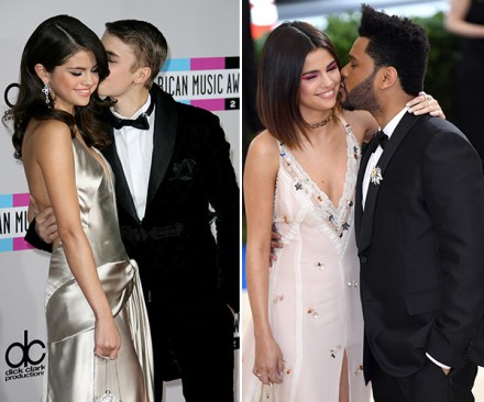 Selena Gomez With Justin Bieber and Selena Gomez With The Weeknd