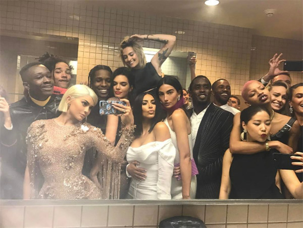 A Ap Rocky And Kendall Jenner At Met Gala — Pair Cuddles In Group Selfie