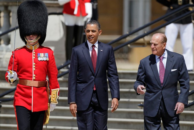 Barack Obama & Prince Philip Chat at Buckingham Palace
