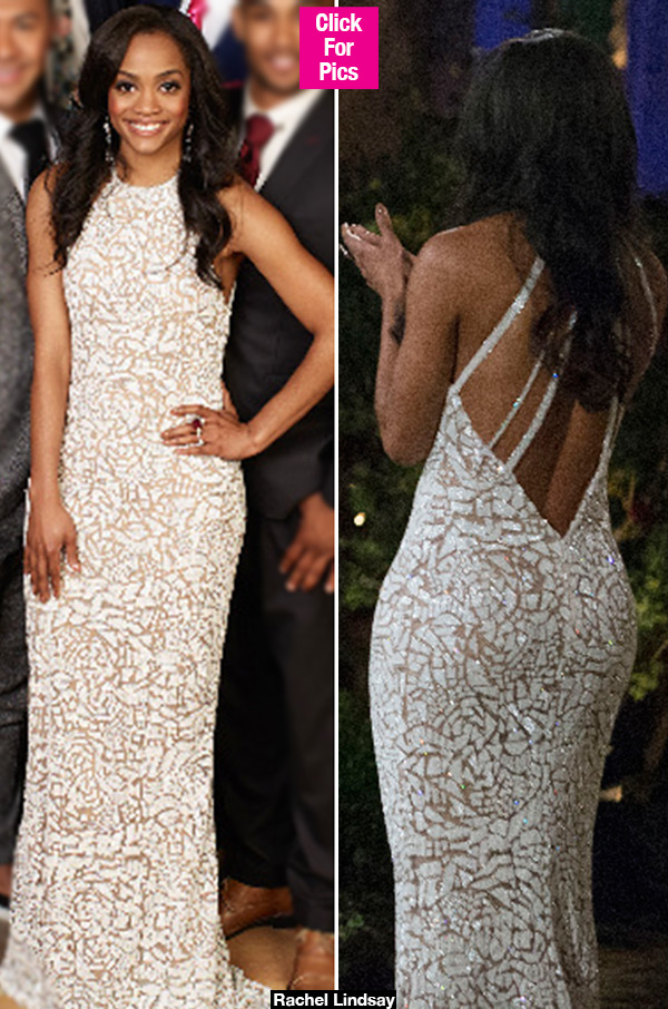 rachel lindsay white dress halter gown backless bachelorette premiere