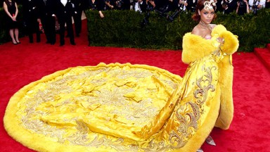 Rihanna In Yellow Dress At 2015 Met Gala