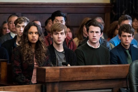 Editorial use only. No book cover usage.Mandatory Credit: Photo by Davi/Shutterstock (9842403ao)Alisha Boe as Jessica Davis, Miles Heizer as Alex Standall, Ross Butler as Zach Dempsey, Dylan Minnette as Clay Jensen, Brandon Flynn as J Foley'13 Reasons Why' TV Show Season 2 - 2018