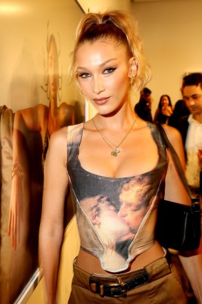 Bella Hadid
Renell Medrano exhibition, Spring Summer 2020, New York Fashion Week, USA - 05 Sep 2019
Wearing Vivienne Westwood, Vintage, Top