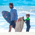 Christian Bale bodyboarding fiul Joseph backgrid