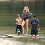 *EXCLUSIVE* Elle Macpherson and her sons get playful during a beach photoshoot