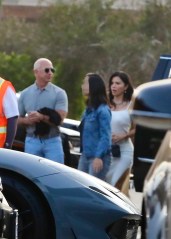 Malibu, CA - *EXCLUSIVE* - Jeff Bezos is spotted heading to dinner at Nobu on Wednesday ahead of his first space flight. The Amazon founder's aerospace company, Blue Origin, announced today that 18-year-old Oliver Daemen will fly aboard the New Shepard vessel during its first human space flight scheduled for July 20. Bezos was surrounded by a lot of security as he made his way into the Malibu hotspot with girlfriend Lauren in a fitted white dress with a slit up the thigh by his side. *Shot on July 14, 2021*Pictured: Jeff Bezos, Lauren SanchezBACKGRID USA 15 JULY 2021 USA: +1 310 798 9111 / usasales@backgrid.comUK: +44 208 344 2007 / uksales@backgrid.com*UK Clients - Pictures Containing ChildrenPlease Pixelate Face Prior To Publication*