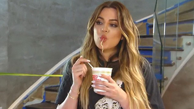 Khloe Kardashian Eating a Cup of Noodles