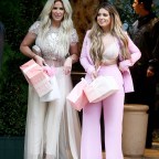 Kim Zolciak Biermann and daughter Brielle chat to Kyle Richards as they leave Khloe Kardashian's baby shower in Los Angeles, California.
