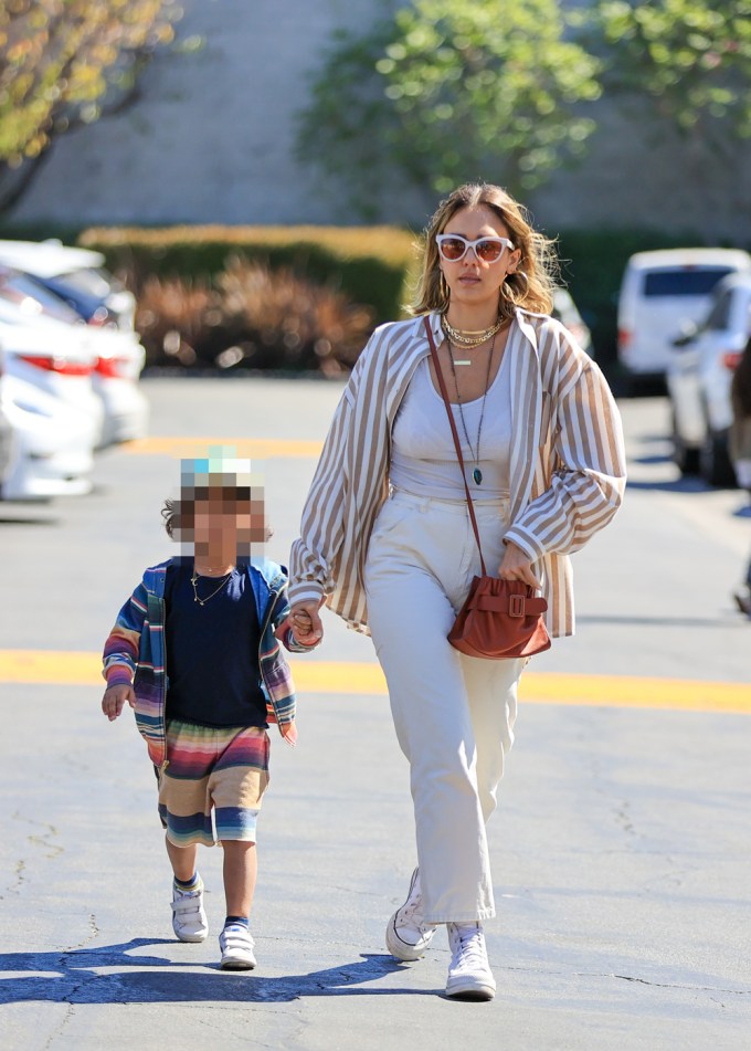 Jessica Alba Holds Hands With Her Son Hayes