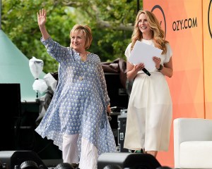 Former First Lady of The United States, Democratic presidential candidate and former Secretary of State Hillary Rodham Clinton, left, arrives for a conversation with Laurene Powell Jobs at OZY Fest in Central Park, in New York
2018 OZY Fest NYC, New York, USA - 21 Jul 2018