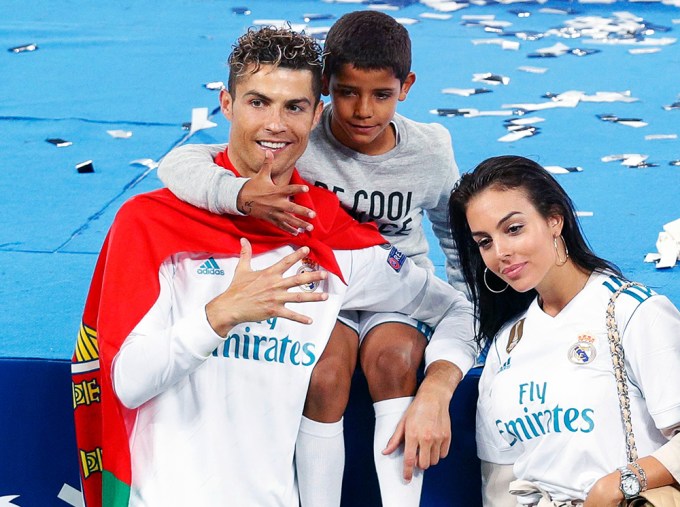 Cristiano Ronaldo with his son and girlfriend at the 2018 UCL Final
