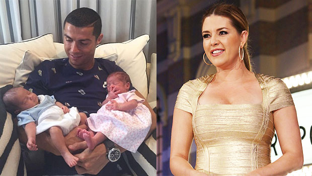 Cristiano Ronaldo holding his newborn twins