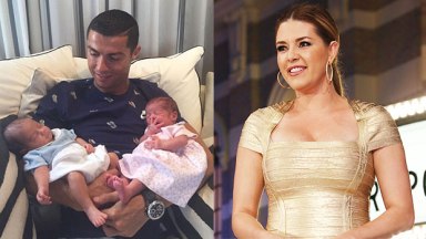 Cristiano Ronaldo holding his newborn twins