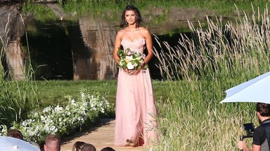nina dobrev bridesmaid dress pink gown