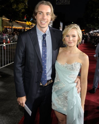 WESTWOOD, CA - OCTOBER 05:  Actor Dax Shepard  and Actress Kristen Bell arrive at the Premiere Of Universal Pictures' "Couples Retreat" held at Mann's Village Theatre on October 5, 2009 in Westwood, California.  (Photo by Kevin Winter/Getty Images)