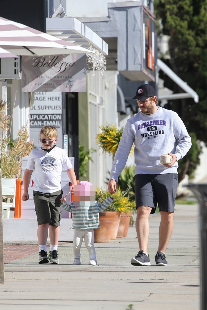Chris Pratt Steps Out For Breakfast With Son Jack and Daughter Lyla