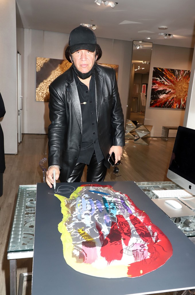 Gene Simmons at an artwork event in Vegas
