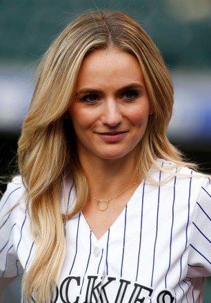 Lauren Bushnell Lauren Bushnell watches her fiancÜBen Higgins from "The Bachelor" prior to baseball game between the Colorado Rockies and the Washington Nationals, in Denver
Colorado Rockies v Washington Nationals, MLB Baseball game, Denver, USA - 15 Aug 2016