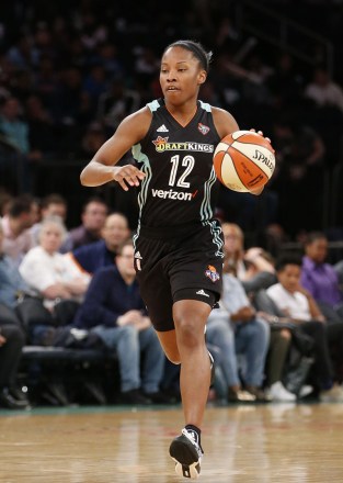 New York Liberty guard Lindsay Allen (12) dribbles down court in the second half of an WNBA basketball game against the Atlanta Dream in New York
Dream Liberty Basketball, New York, USA - 07 Jun 2017