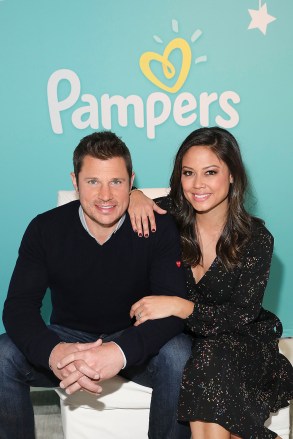 Nick & Vanessa Lachey at the Pampers #SleptLikeThis event for Pampers Baby Dry diapers on in New York SleptLikeThis Event, New York, USA - 17 Jan 2018
