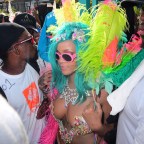Rihanna Parties at Cropover Festival with a Big Smile but She Wouldn't Let Lewis Hamilton on Her Float
