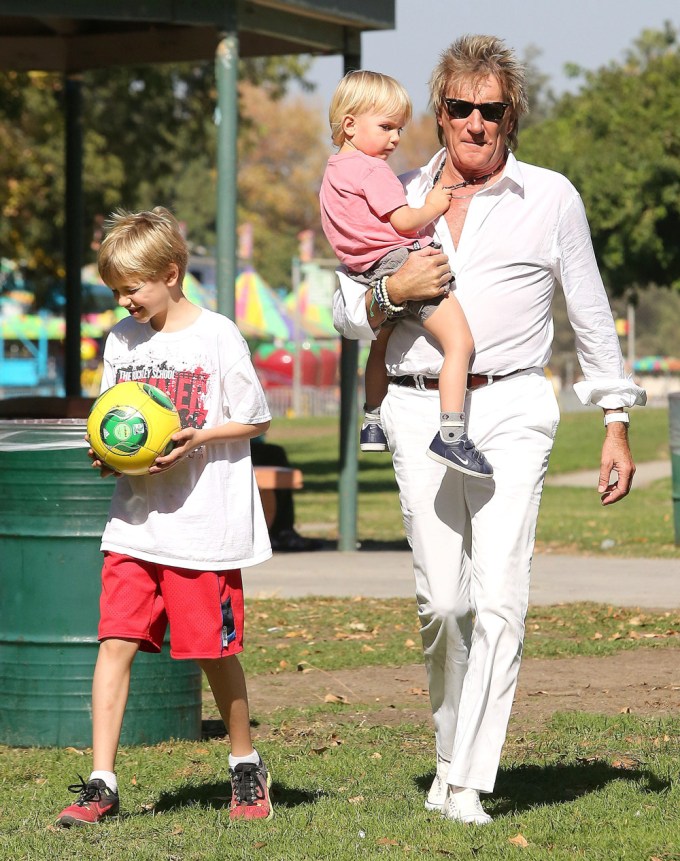 Rod Stewart and his family out and about