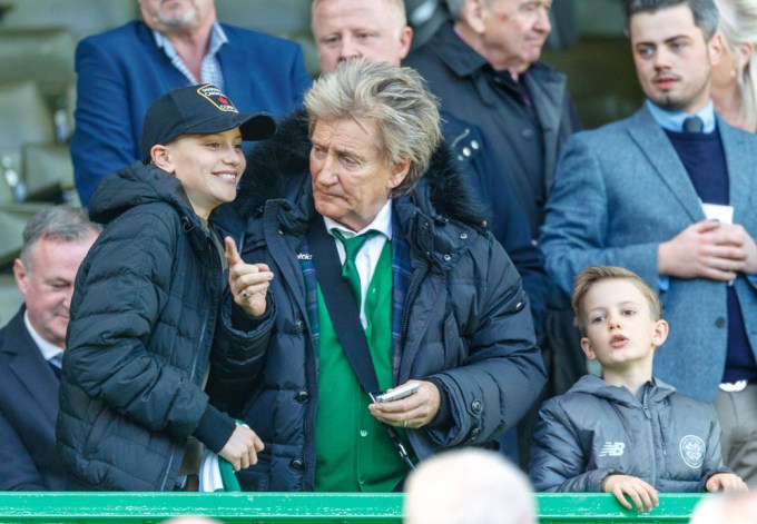 Rod Stewart enjoying sports with his sons