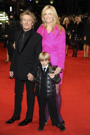 Rod Stewart, Penny Lancaster and son Alistair arriving for the "Hugo" Royal Gala Premiere at the Odeon Leicester square, London. 28/11/2011 Picture by: Alexandra Glen / Featureflash; Shutterstock ID 90745730; purchase_order: Photo; job: Farrah