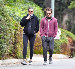 EXCLUSIVE: A very pregnant Mandy Moore and her husband Taylor Goldsmith are seen taking a long walk in their Pasadena neighborhood. Mandy was seen chatting with her husband as they romantically strolled on Valentine's weekend 2021. 14 Feb 2021 Pictured: Mandy Moore and Taylor Goldsmith. Photo credit: Snorlax / MEGA TheMegaAgency.com +1 888 505 6342 (Mega Agency TagID: MEGA733450_010.jpg) [Photo via Mega Agency]